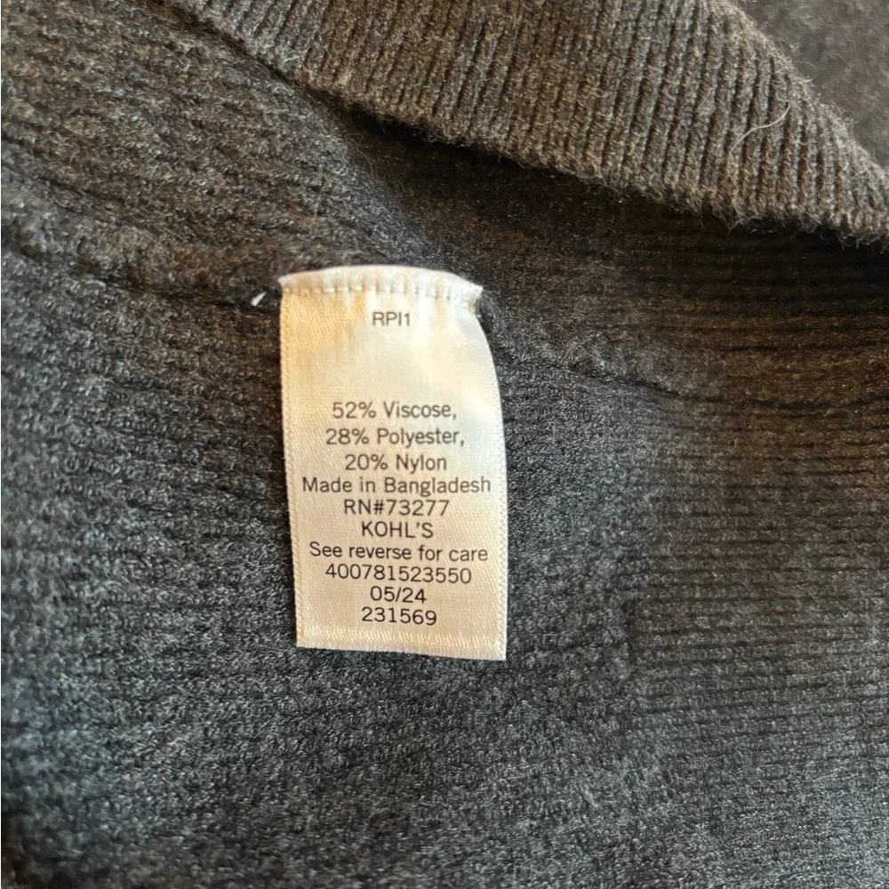 FLX Men's Sweater Black Quarter Zip-Up Turtleneck Pullover Dark Grey Size M - Picture 7 of 11